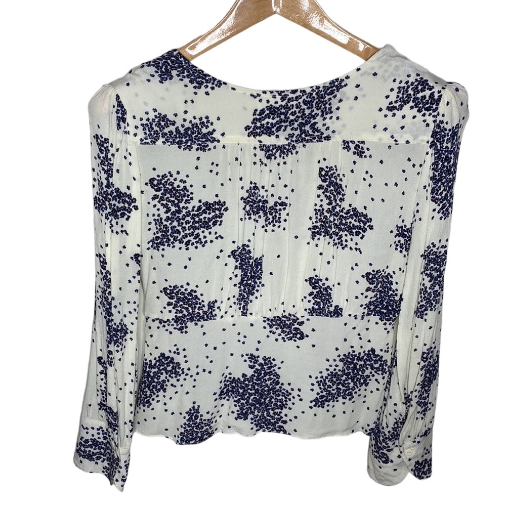 BA&SH Bruce microfloral print shirred v-neck blouse in ecru size M - Picture 3 of 13